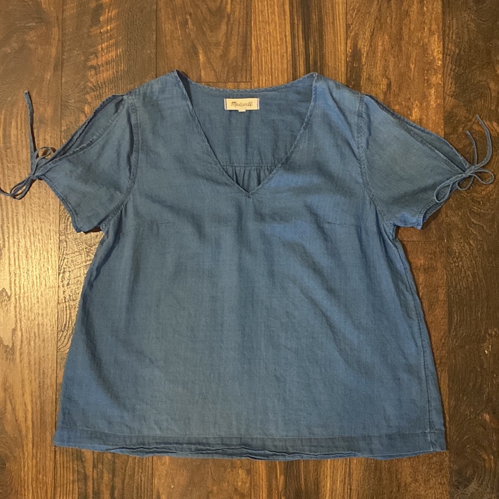 Madewell Indigo Tie-Sleeve Top